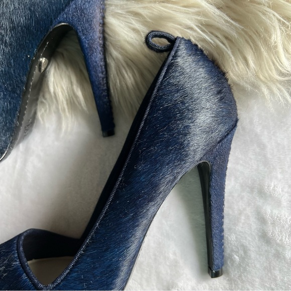 Alice + Olivia Navy Blue Calf Hair Pumps 40 EUC Party Cocktail NYE Heels Leather - Picture 7 of 10